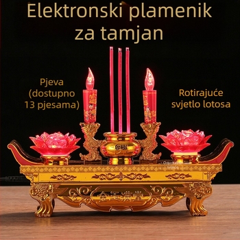 LED punjiva dvostruko namijenjena elektronička kadionica i lotos svjetiljka, baterijsko napajanje, simulirana svijeća, bez dima, kućni dekor