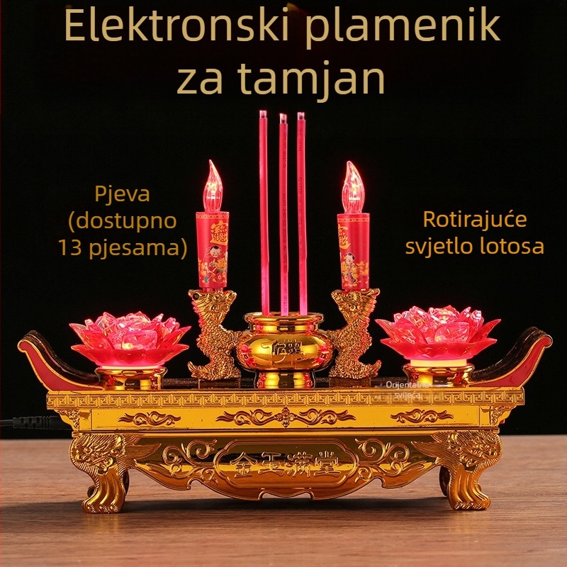LED punjiva dvostruko namijenjena elektronička kadionica i lotos svjetiljka, baterijsko napajanje, simulirana svijeća, bez dima, kućni dekor