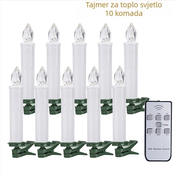 Elektronička LED svijeća s daljinskim upravljačem i timerom, božićna i rođendanska dekoracija, s klipom