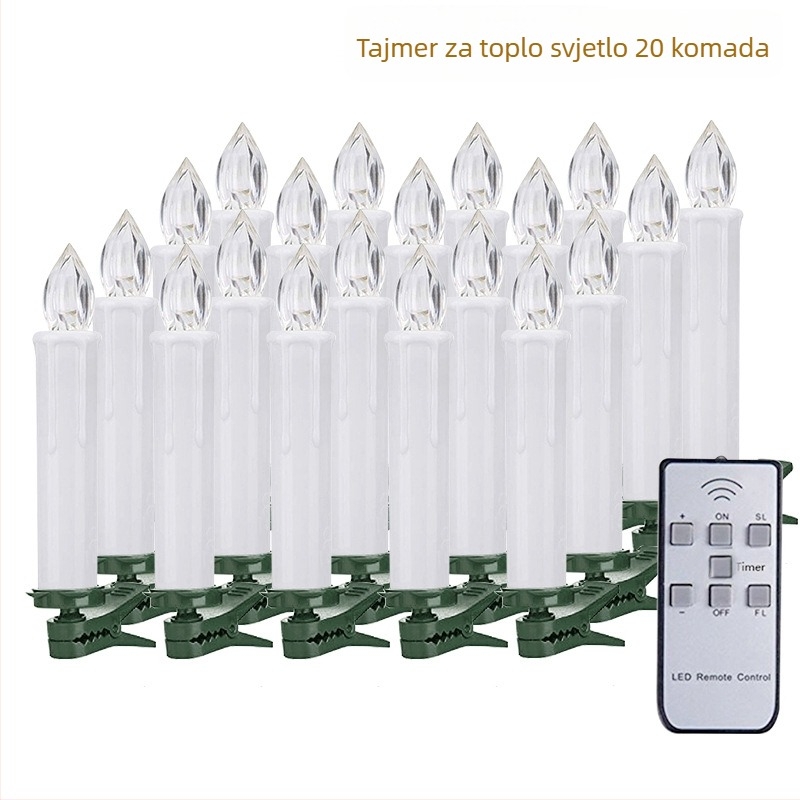 Elektronička LED svijeća s daljinskim upravljačem i timerom, božićna i rođendanska dekoracija, s klipom