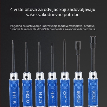 Modelarski alati s plavom okruglom ručkom, veličine 0# i 1#, sedmeročlani set s dimenzijama 4,0; 5,0; 1,5; 2,0; 2,5 mm