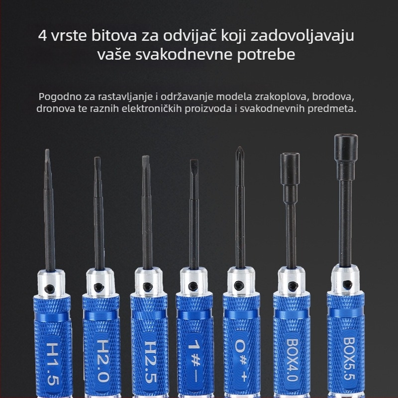 Modelarski alati s plavom okruglom ručkom, veličine 0# i 1#, sedmeročlani set s dimenzijama 4,0; 5,0; 1,5; 2,0; 2,5 mm