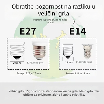 LED kristalna svijeća izvor svjetla za stropno svjetlo s bazama E14/E27, 800 lm, 360° snop, 2800–6500K, aluminijsko kućište