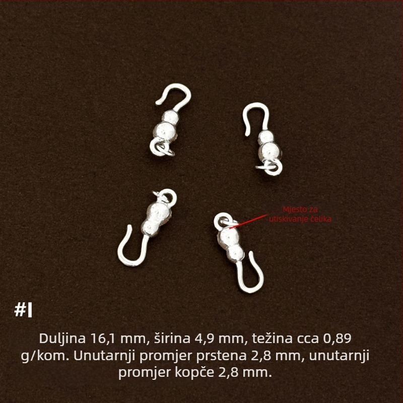 S-oblik srebrna kopča 999 za narukvicu i ogrlicu, spojni dio za pleteni nakit