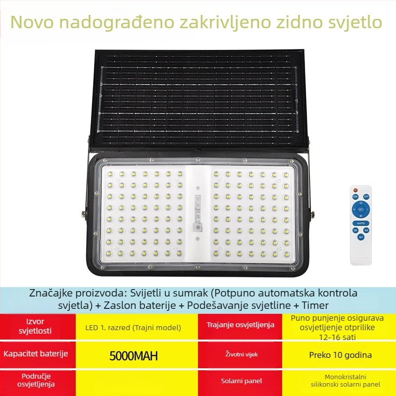 Vanjska vodootporna zidna lampa za dvorište i balkon sa zakrivljenom projekcijom svjetla