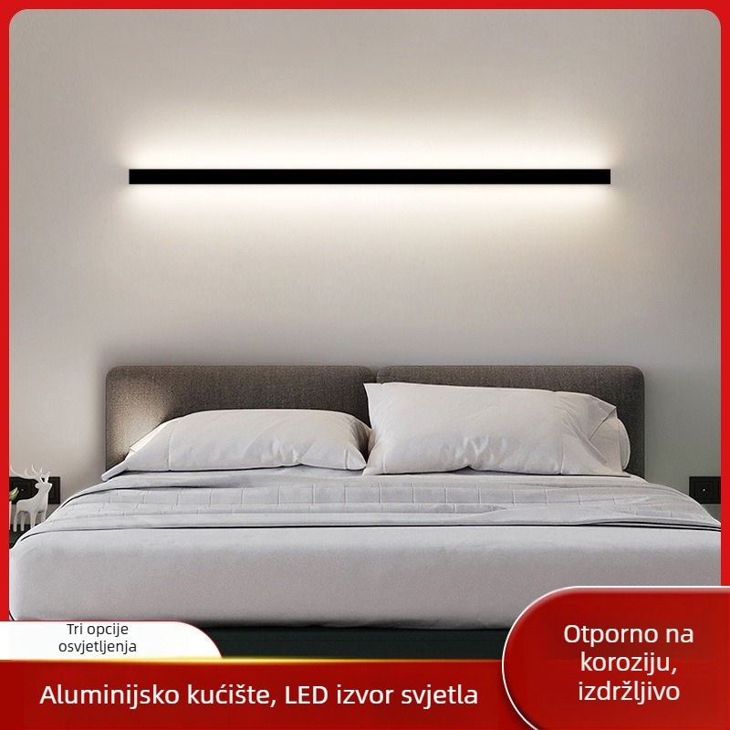 Nordijski minimalistička LED zidna svjetiljka s dugom trakom, za spavaću sobu i dnevni boravak, aluminij, 220V, 26x36 cm