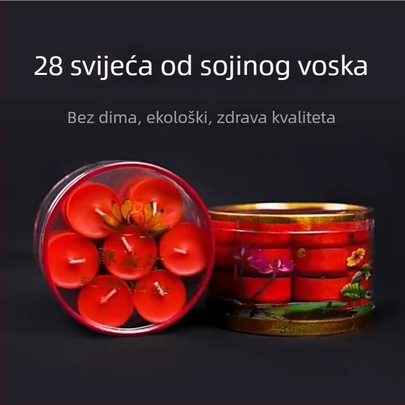 Ghee maslaca lampa, 28 svijeća, 234 sata sagorijevanja, biljna darovna lampa, šalice oblika, bezdimna svijeća za budističke ponude