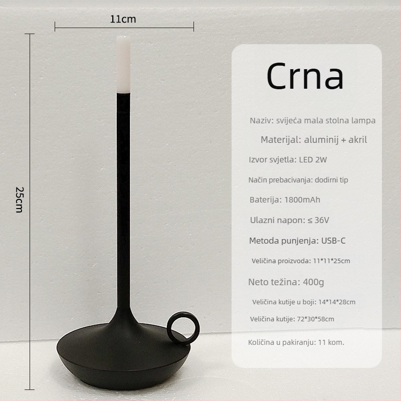 Nordijska atmosfera stolna svjetiljka s USB punjenjem, LED dodirna regulacija jačine svjetla, dekor za bar i restoran, noćna lampica
