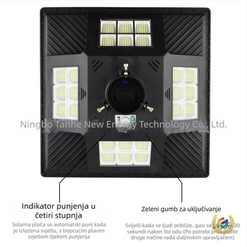 Cvjetnog oblika 4-LED solarno zidno svjetlo, vodootporno za vanjsku upotrebu, rasvjeta za vrt i stazu vile, daljinsko upravljanje