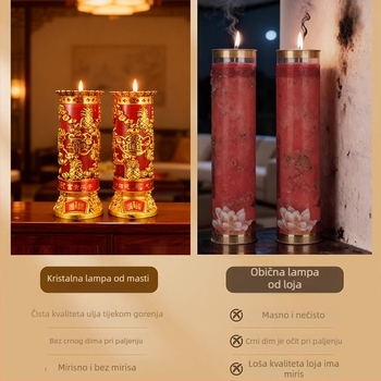Kristalne svijeće za dom, bezdimne maslane lampe za Buddha ponude, dugotrajne lampe, par za dom i obožavanje Buddhe