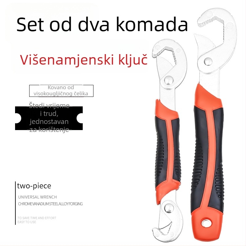Podesivi ključ – višenamjenski ručni alat za kupaonicu, cijevni ključ s velikim otvorom i malim ključem