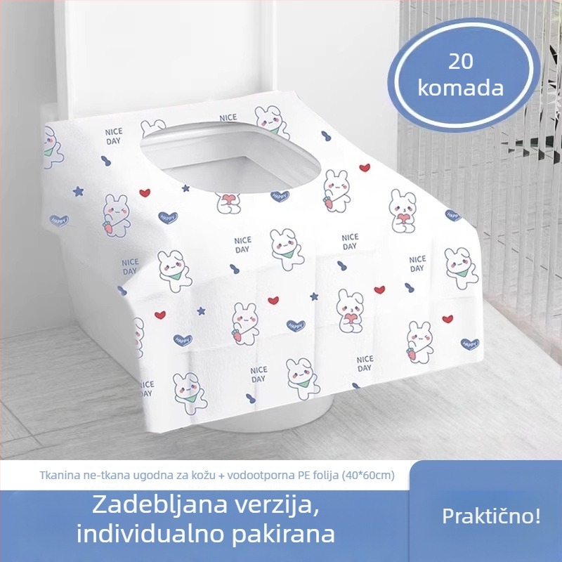 Jednokratne navlake za sjedalo toaleta, individualno pakirane, dodatno debele, potpuno pokrivene, za postporođajnu uporabu, putovanja, hoteli i poslovni putovi