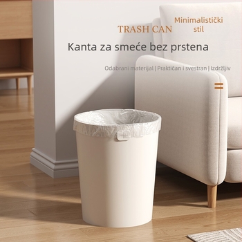 Okružni plastični koš za otpad bez poklopca, 12 L kapaciteta; pogodan za dom, kuhinju, kupaonicu, spavaću sobu, dnevni boravak, studentski dom i ured.