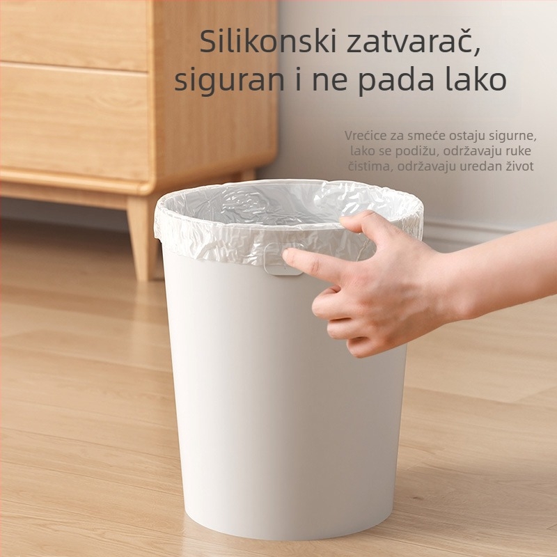 Okružni plastični koš za otpad bez poklopca, 12 L kapaciteta; pogodan za dom, kuhinju, kupaonicu, spavaću sobu, dnevni boravak, studentski dom i ured.