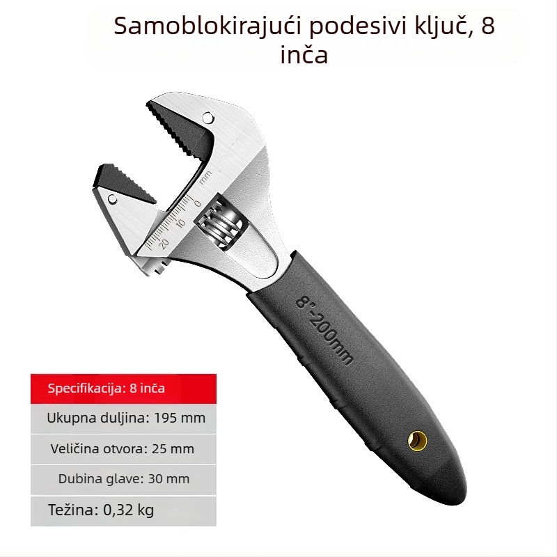 Prilagodljivi ključ s hrapavim mehanizmom, univerzalni višenamjenski alat za kupaonicu, s velikim otvorom čeljusti