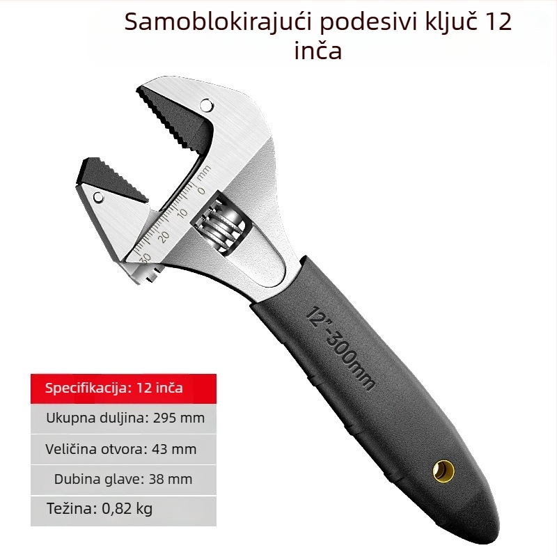 Prilagodljivi ključ s hrapavim mehanizmom, univerzalni višenamjenski alat za kupaonicu, s velikim otvorom čeljusti