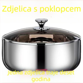 Nehrđajuća čelična zdjela s poklopcem, prehrambene kvalitete, okrugla zdjela za tijesto i jaja, kućna upotreba