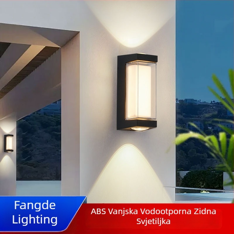ABS vanjska LED vodootporna Zidna svjetiljka, IP65, 12 LED, 3000K, 120° snop, 85-265V, plastično kućište, 0,5 kg, moderno zidno svjetlo za unutarnju i vanjsku upotrebu