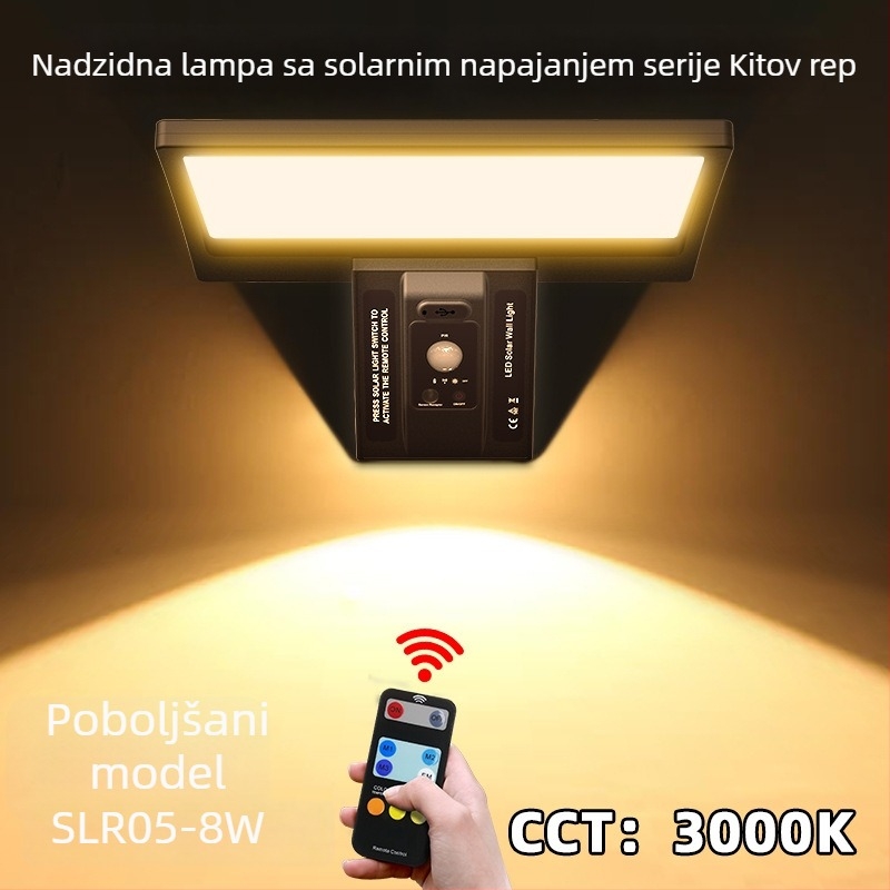 Solarna vanjska zidna svjetiljka sa senzorom pokreta, bez bušenja, atmosfersko osvjetljenje dvorišta, IP65 vodootpornost