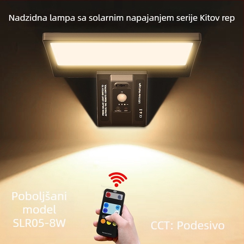 Solarna vanjska zidna svjetiljka sa senzorom pokreta, bez bušenja, atmosfersko osvjetljenje dvorišta, IP65 vodootpornost
