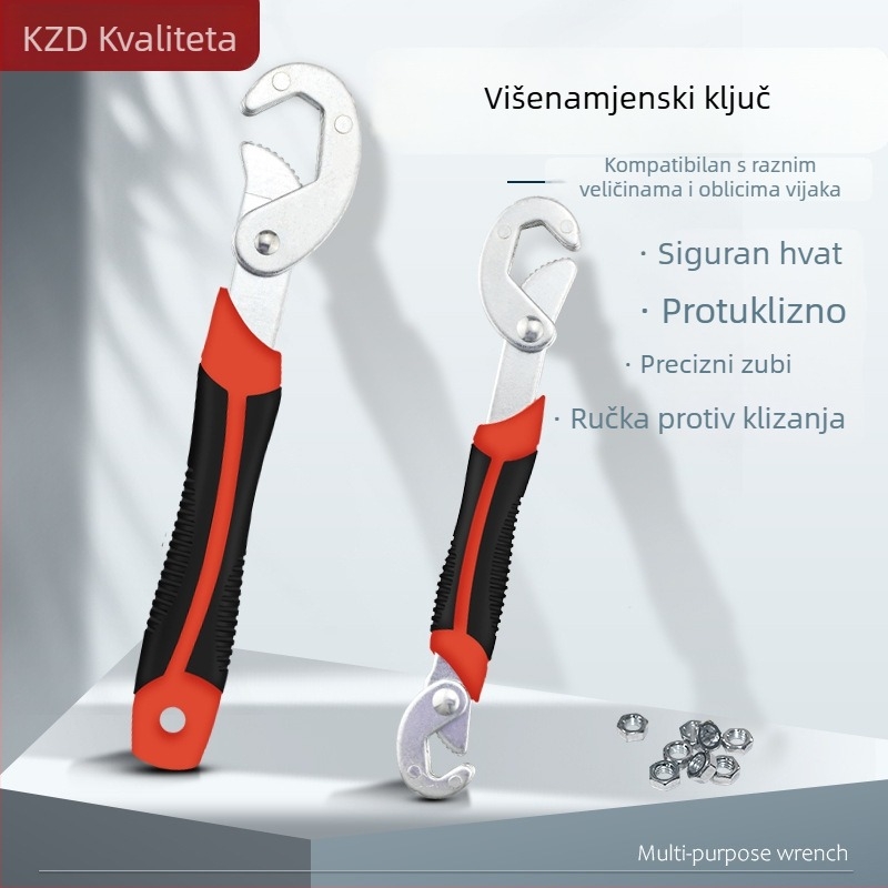 Višenamjenski prilagodljivi ključ za cijevi, brza prilagodba, kupaonski ključ, alat od visokougljične čelika