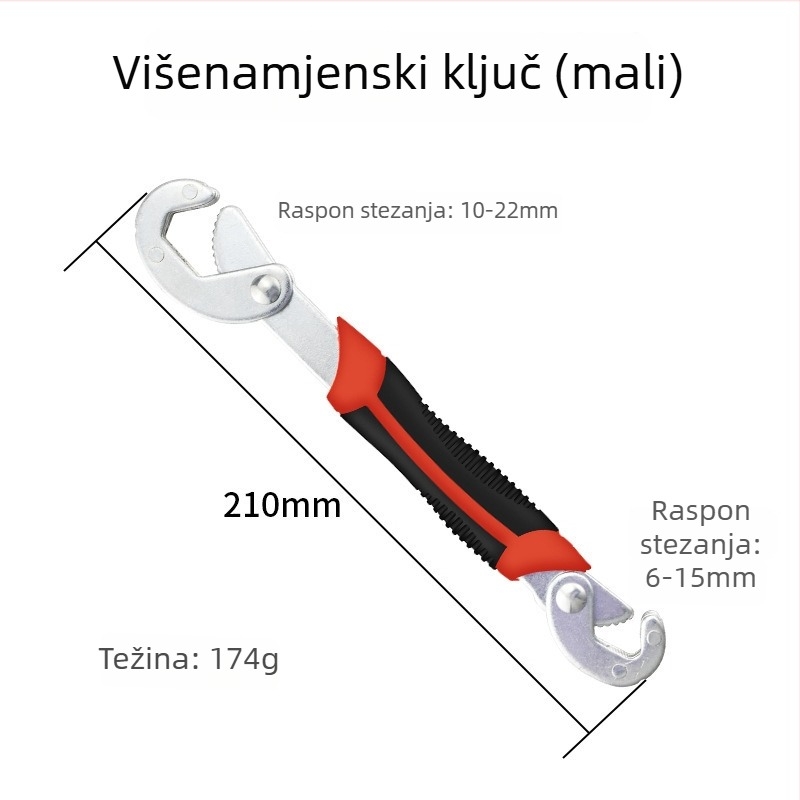 Višenamjenski prilagodljivi ključ za cijevi, brza prilagodba, kupaonski ključ, alat od visokougljične čelika