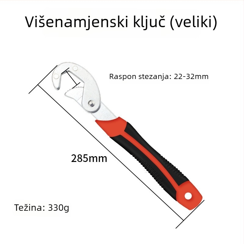 Višenamjenski prilagodljivi ključ za cijevi, brza prilagodba, kupaonski ključ, alat od visokougljične čelika