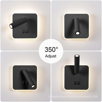 LED lampa za čitanje, rotirajuća zidna svjetiljka, nordijski stil, pogodna za hotelske sobe, dnevne sobe i spavaće sobe, uz krevet, moderni minimalistički dizajn, dvostruka kontrola