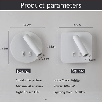LED lampa za čitanje, rotirajuća zidna svjetiljka, nordijski stil, pogodna za hotelske sobe, dnevne sobe i spavaće sobe, uz krevet, moderni minimalistički dizajn, dvostruka kontrola