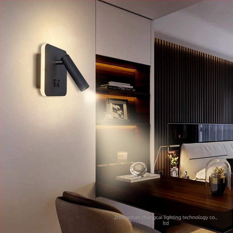 LED lampa za čitanje, rotirajuća zidna svjetiljka, nordijski stil, pogodna za hotelske sobe, dnevne sobe i spavaće sobe, uz krevet, moderni minimalistički dizajn, dvostruka kontrola