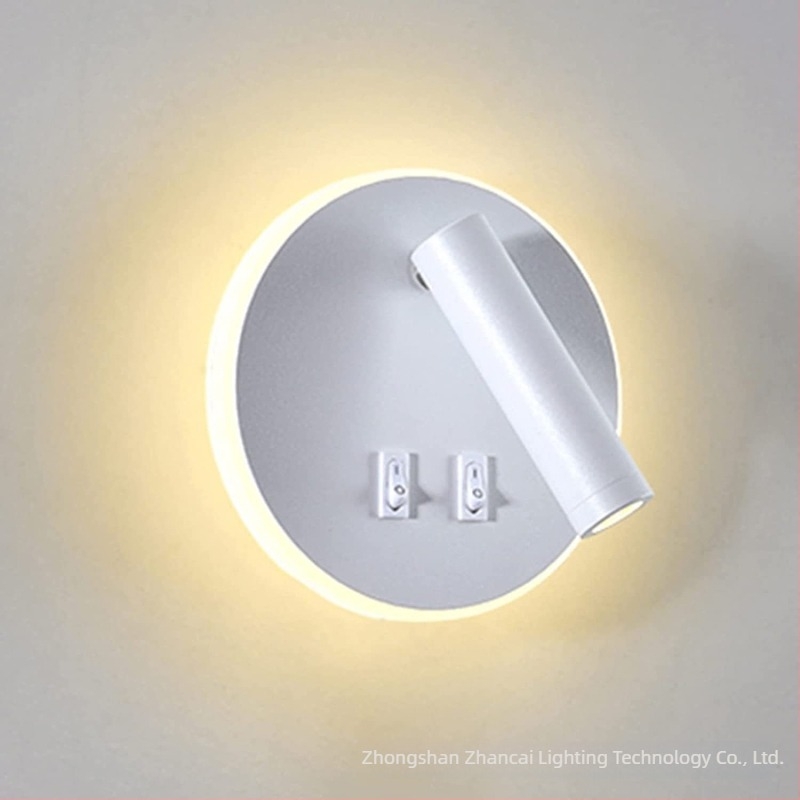 LED lampa za čitanje, rotirajuća zidna svjetiljka, nordijski stil, pogodna za hotelske sobe, dnevne sobe i spavaće sobe, uz krevet, moderni minimalistički dizajn, dvostruka kontrola