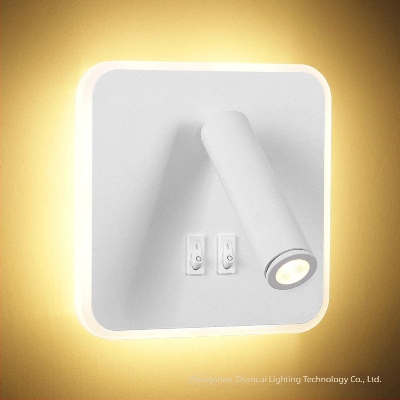 LED lampa za čitanje, rotirajuća zidna svjetiljka, nordijski stil, pogodna za hotelske sobe, dnevne sobe i spavaće sobe, uz krevet, moderni minimalistički dizajn, dvostruka kontrola