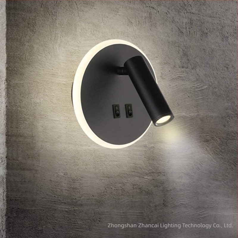 LED lampa za čitanje, rotirajuća zidna svjetiljka, nordijski stil, pogodna za hotelske sobe, dnevne sobe i spavaće sobe, uz krevet, moderni minimalistički dizajn, dvostruka kontrola