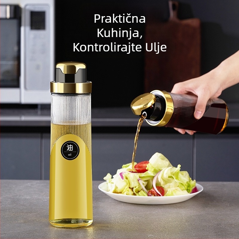 Xinzi staklena boca za ulje s automatskim otvaranjem i zatvaranjem, kuhinjska boca za začine za sojin sos i ocat