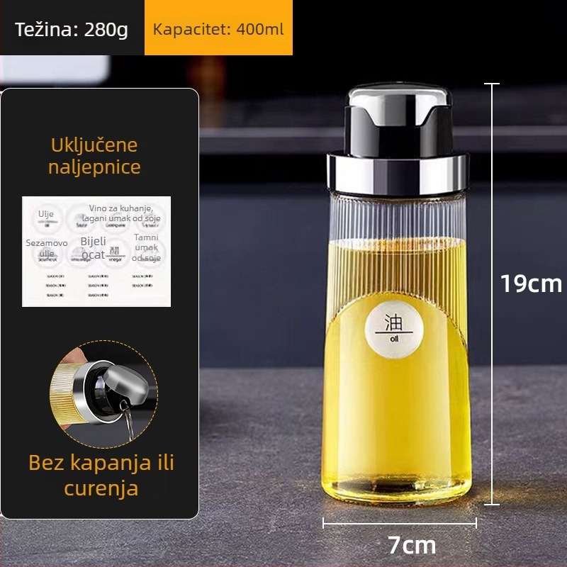 Xinzi staklena boca za ulje s automatskim otvaranjem i zatvaranjem, kuhinjska boca za začine za sojin sos i ocat