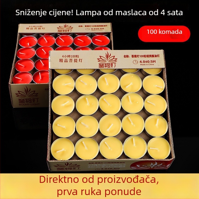 Biljna ghí svijeća za štovanje Buddhe, šalice oblik, male granule, bez mirisa i dima, dugotrajna kućna upotreba