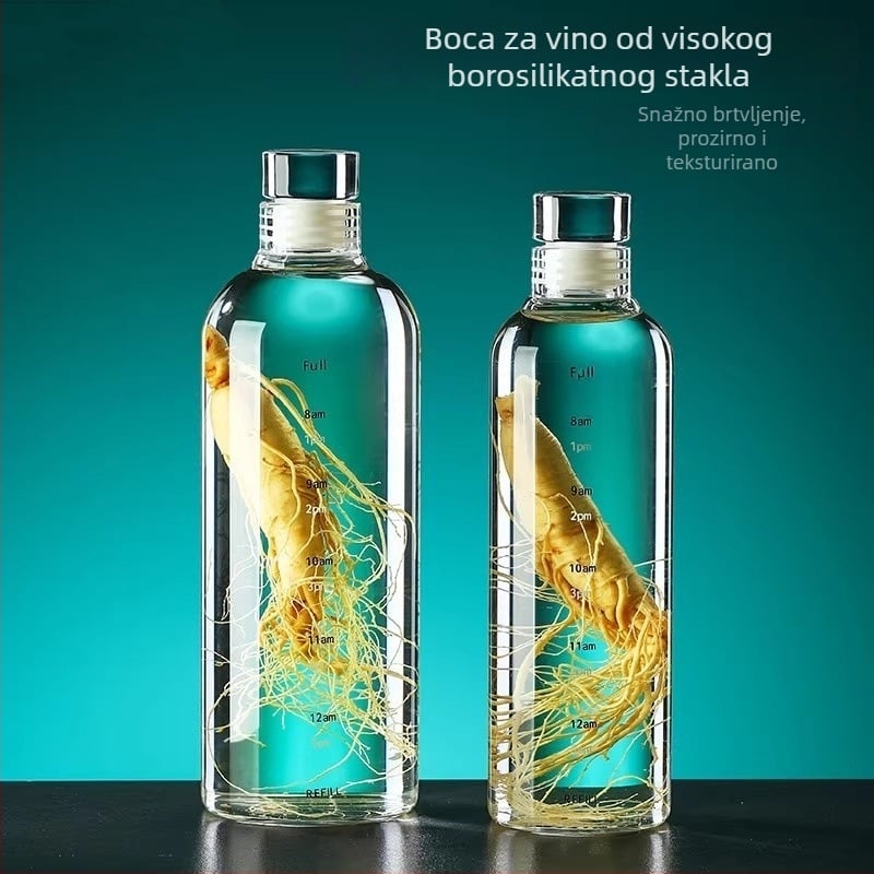 Staklena boca od visokobosilikatnog stakla za alkohol i ulje čaja, zatvorena, prehrambena kvaliteta, zapremina 300/500/750/1000 ml
