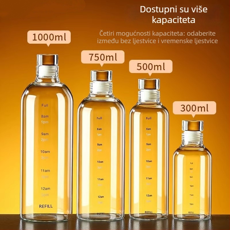 Staklena boca od visokobosilikatnog stakla za alkohol i ulje čaja, zatvorena, prehrambena kvaliteta, zapremina 300/500/750/1000 ml