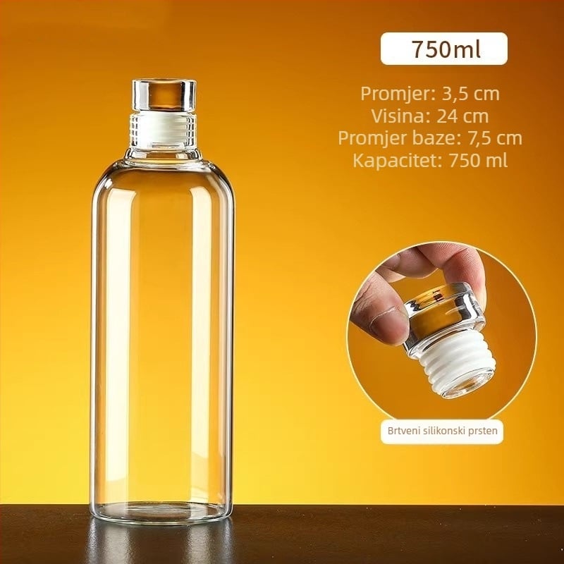 Staklena boca od visokobosilikatnog stakla za alkohol i ulje čaja, zatvorena, prehrambena kvaliteta, zapremina 300/500/750/1000 ml