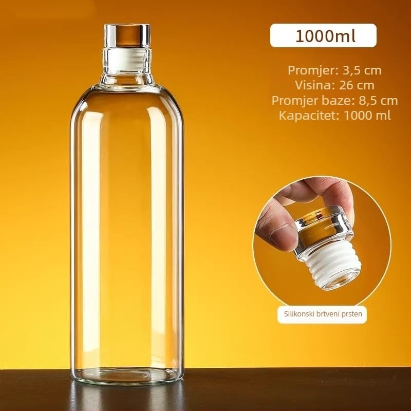 Staklena boca od visokobosilikatnog stakla za alkohol i ulje čaja, zatvorena, prehrambena kvaliteta, zapremina 300/500/750/1000 ml