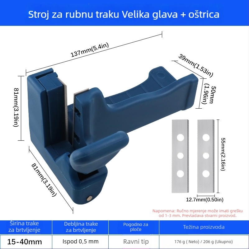 Stroj za cantanje rubova s ravnim alatom za rezanje i PVC trakom za rubove