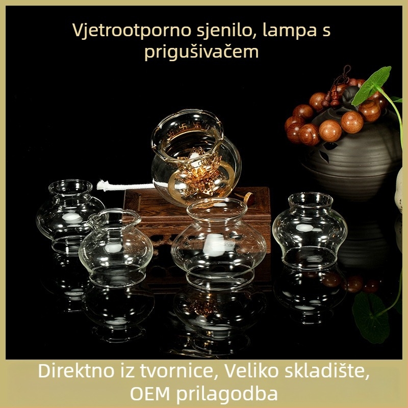 Staklena vetro-otpornost uljna lampa s lotusom postolom i podešavanjem osvjetljenja – dodaci