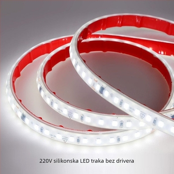 LED trak 220V bez upravljača, samoljepljiv, vodootporan, fleksibilan linearni rasvjetni trak, visoka svjetlina