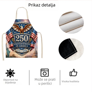 Pregača od poliestera bez rukava – otporna na masnoću i mrlje, kuhinjska pregača s minimalističkim jednofarbnim dizajnom, svečano izdanje povodom 250. obljetnice