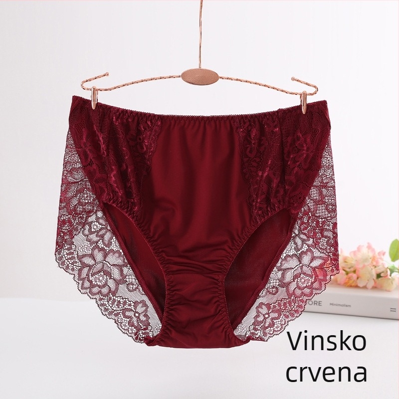 Ženske gaćice velikih veličina od čipke, srednji struk, kontrola trbuha, tijesni kroj uz bokove