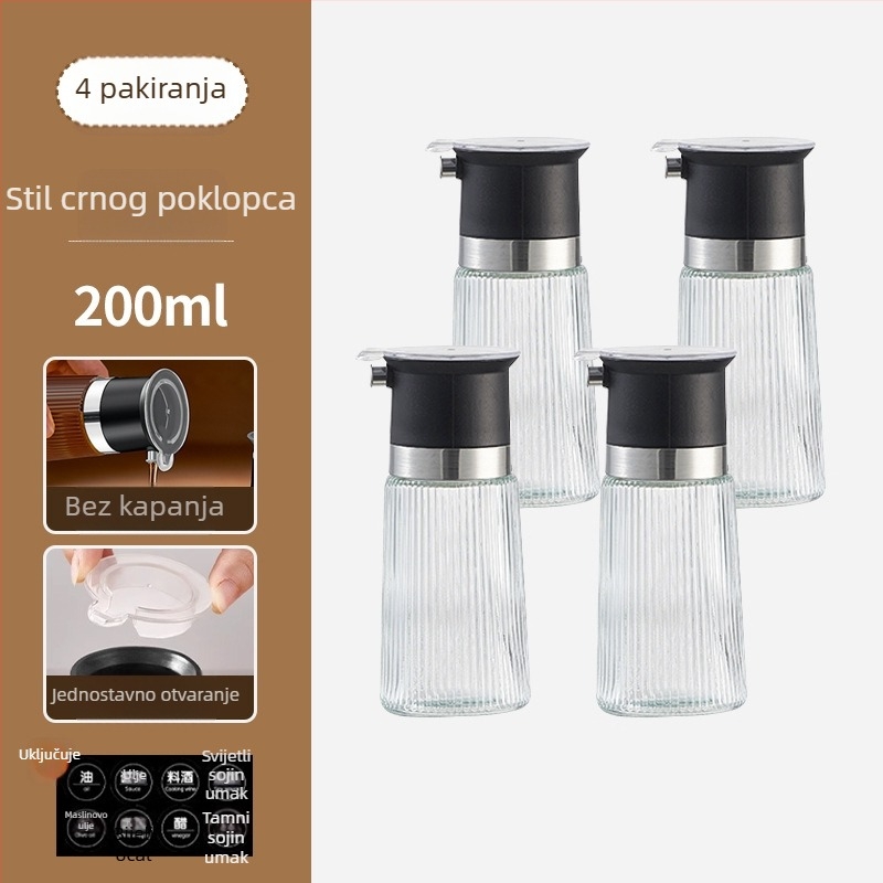 Staklena boca za kuhinju: sojin sos, ocat, ulje i sezamovo ulje, posuda za ulje s čvrstim poklopcem