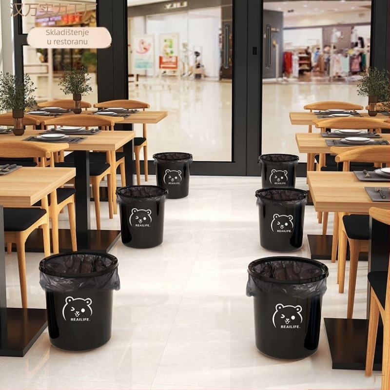 Plastična kanta za otpad s otvorenim vrhom, cilindričnog oblika, 5 L, za komercijalnu upotrebu