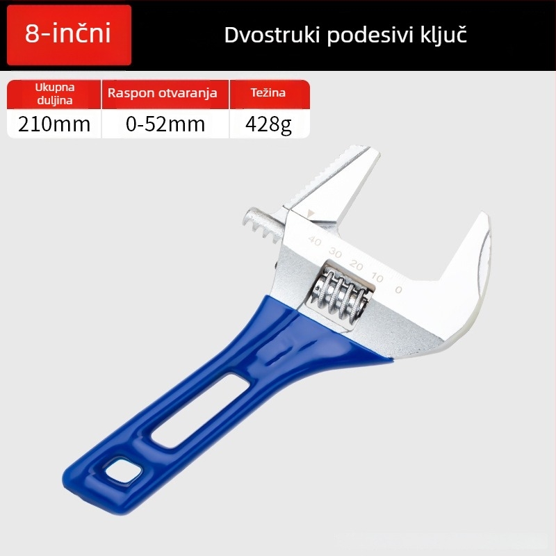 Podešavajući ključ s velikim otvorom, kratkim držačem, za kupaonicu, višenamjenski mini ključ