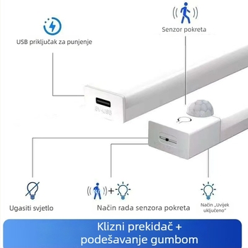 Nova trobojna LED svjetiljka s senzorom pokreta i magnetskom samoljepljivom trakom, noćna svjetiljka za garderobu, ormarić i hodnik