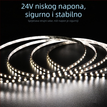 LED traka niskonaponska 24V, širina 5 mm, promjenjiva boja, 120 LED/m, samoljepljiva, unutarnja rasvjeta, trobojno dimiranje